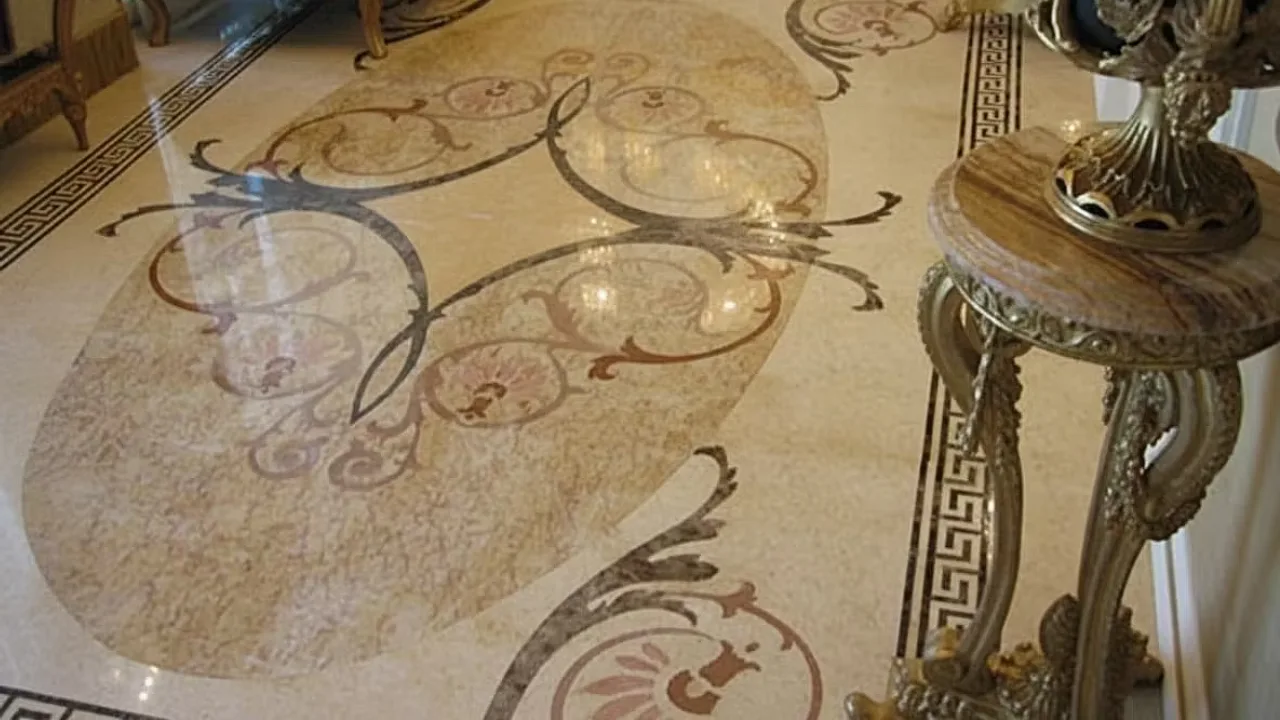 Marble Floor Design in a Luxury Powder Room: Where Art Meets Architecture