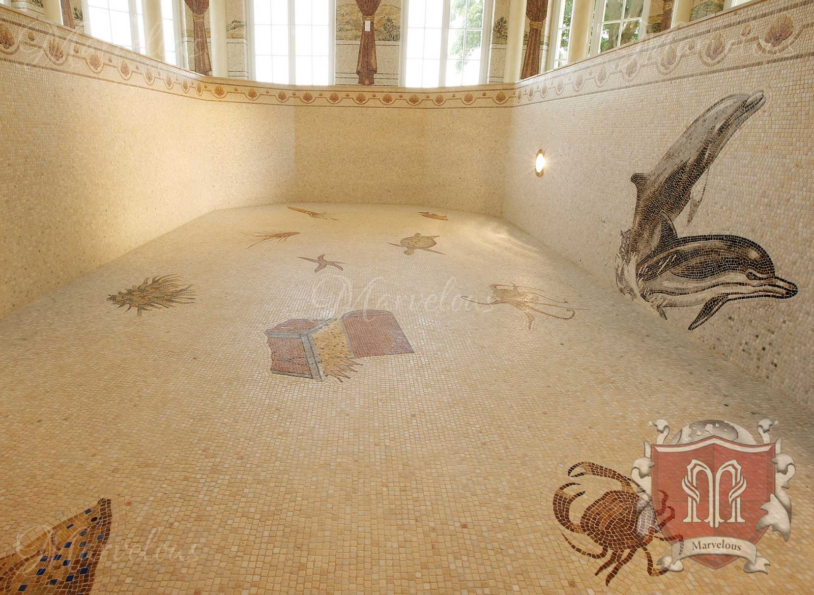 Mosaic-Pools-Mare-Doro-f Marble Pool Mosaic: Mare Doro