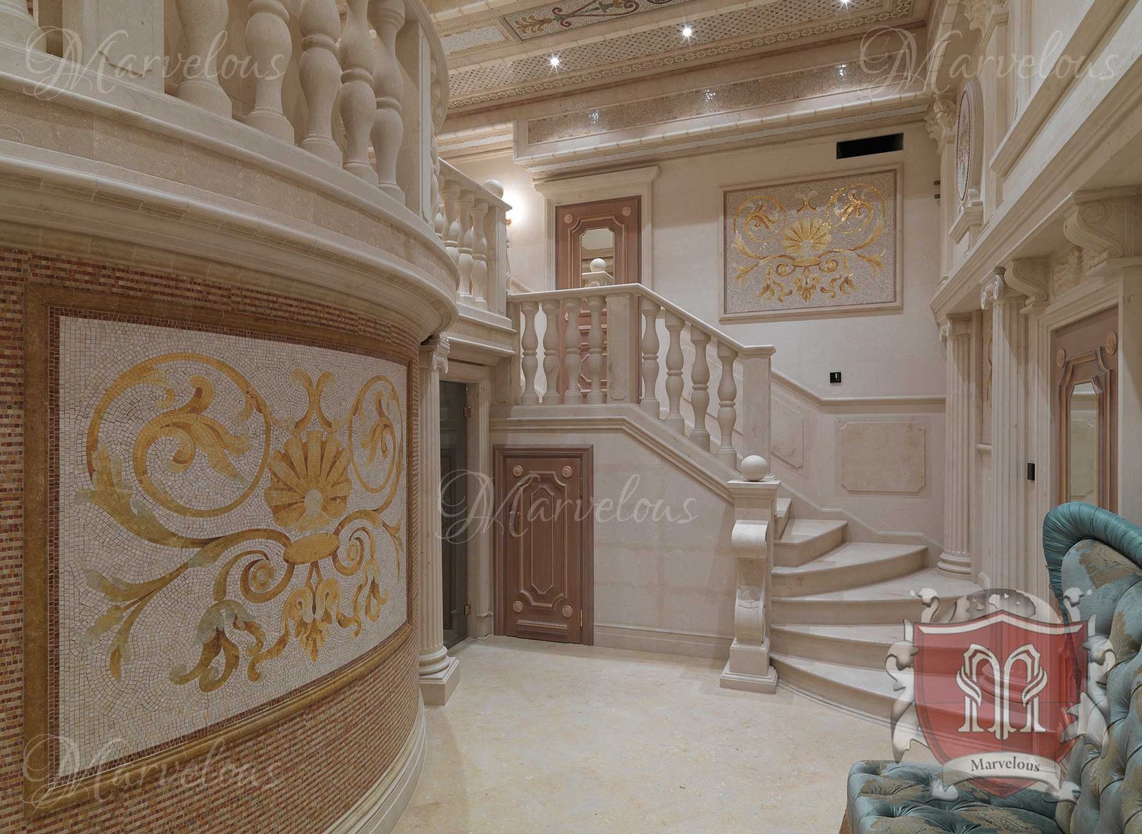 Mosaic-Walls-Sonata-c Marble Wall Mosaic: Sonata