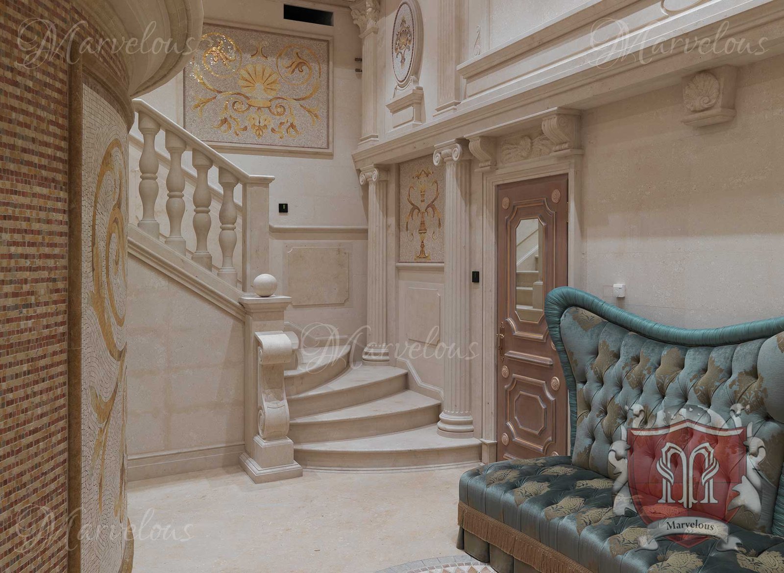 Mosaic-Walls-Sonata-d Marble Wall Mosaic: Sonata