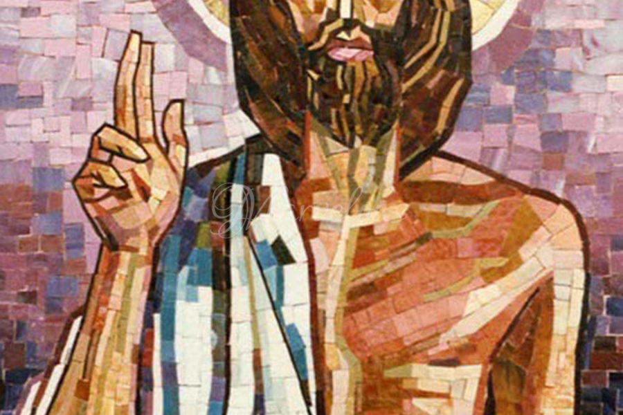 Marble Religious Mosaic: Il Pastore