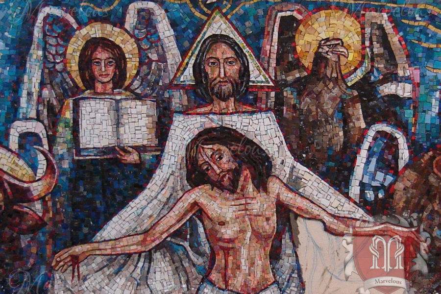 Marble Religious Mosaic: Il Pastore