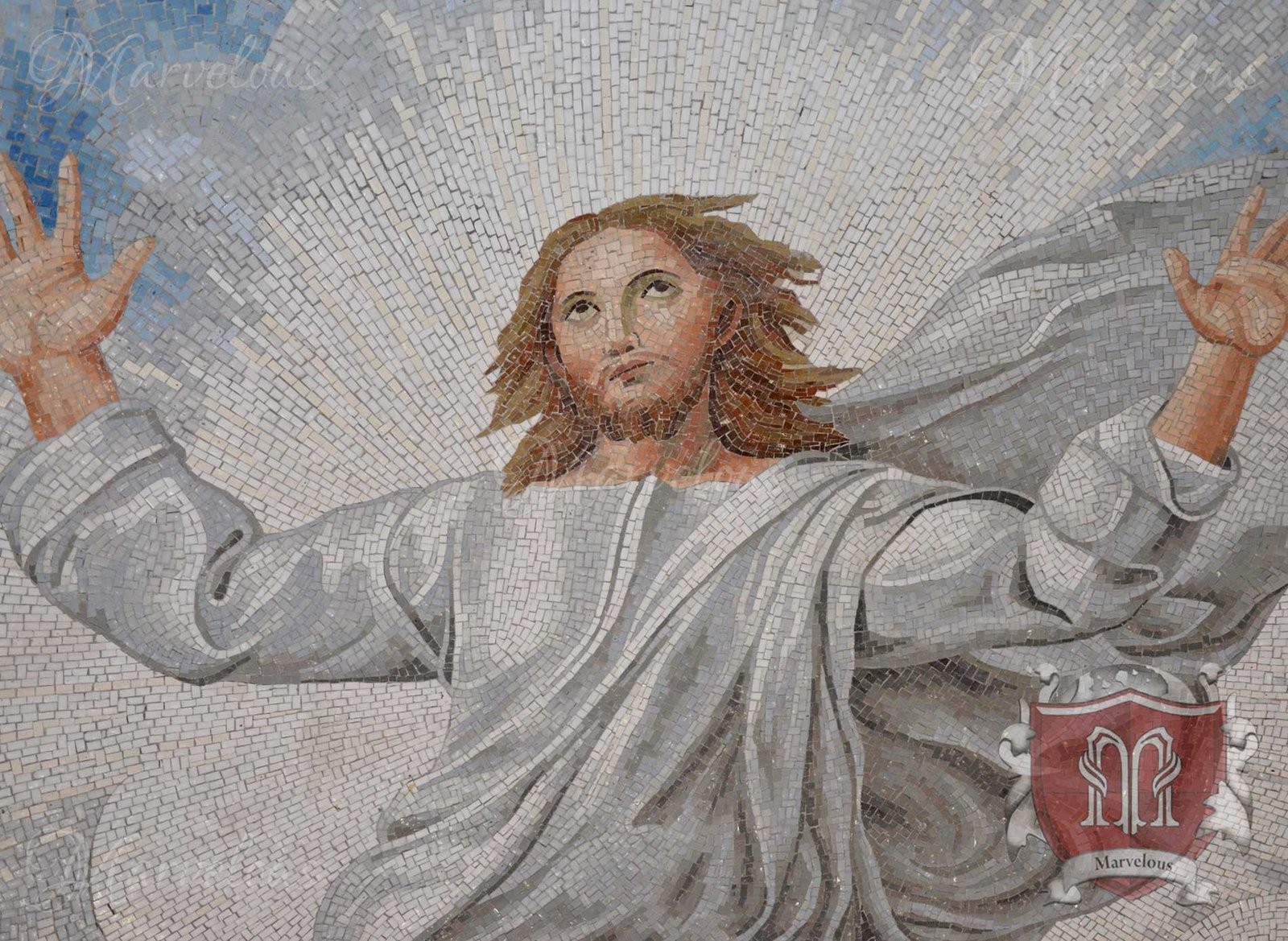 Marble Religious Mosaic: Risurrezione