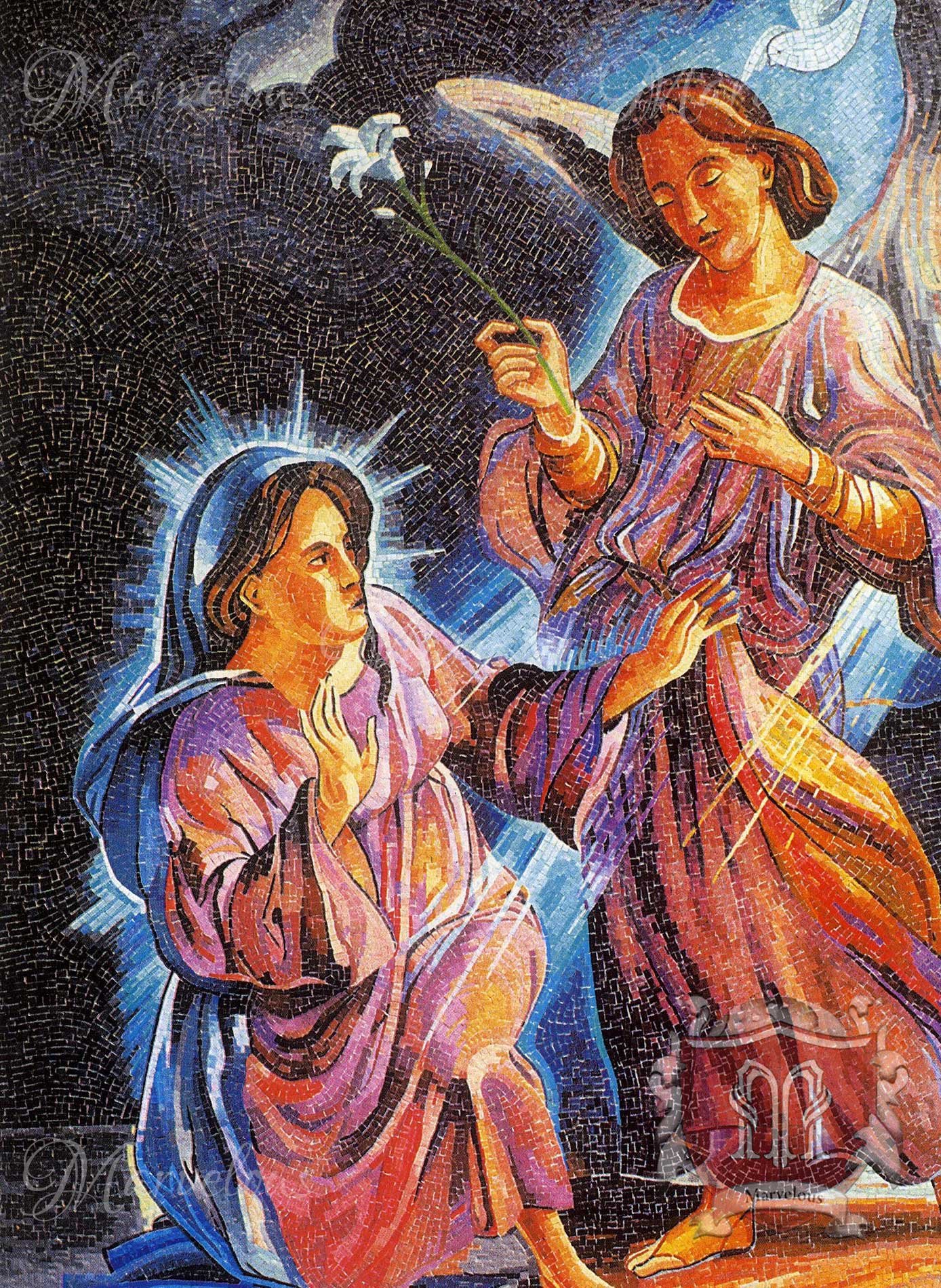 Marble Religious Mosaic: Storia Divina