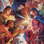 Marble Religious Mosaic: Storia Divina