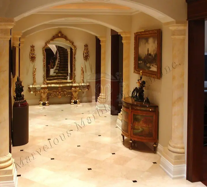 Custom Design Marble Pilaster in Luxury Hall Way