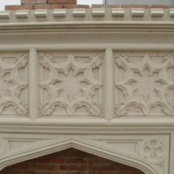 Antique 313 Custom Carved Travertine Fireplace mantel