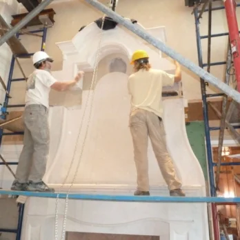 Custom Limestone mantel in Portuguese Limestone