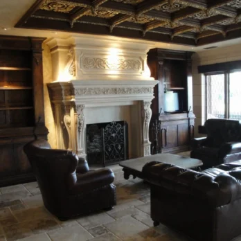 Custom Villeneuve in French Limestone Mantel With Patina