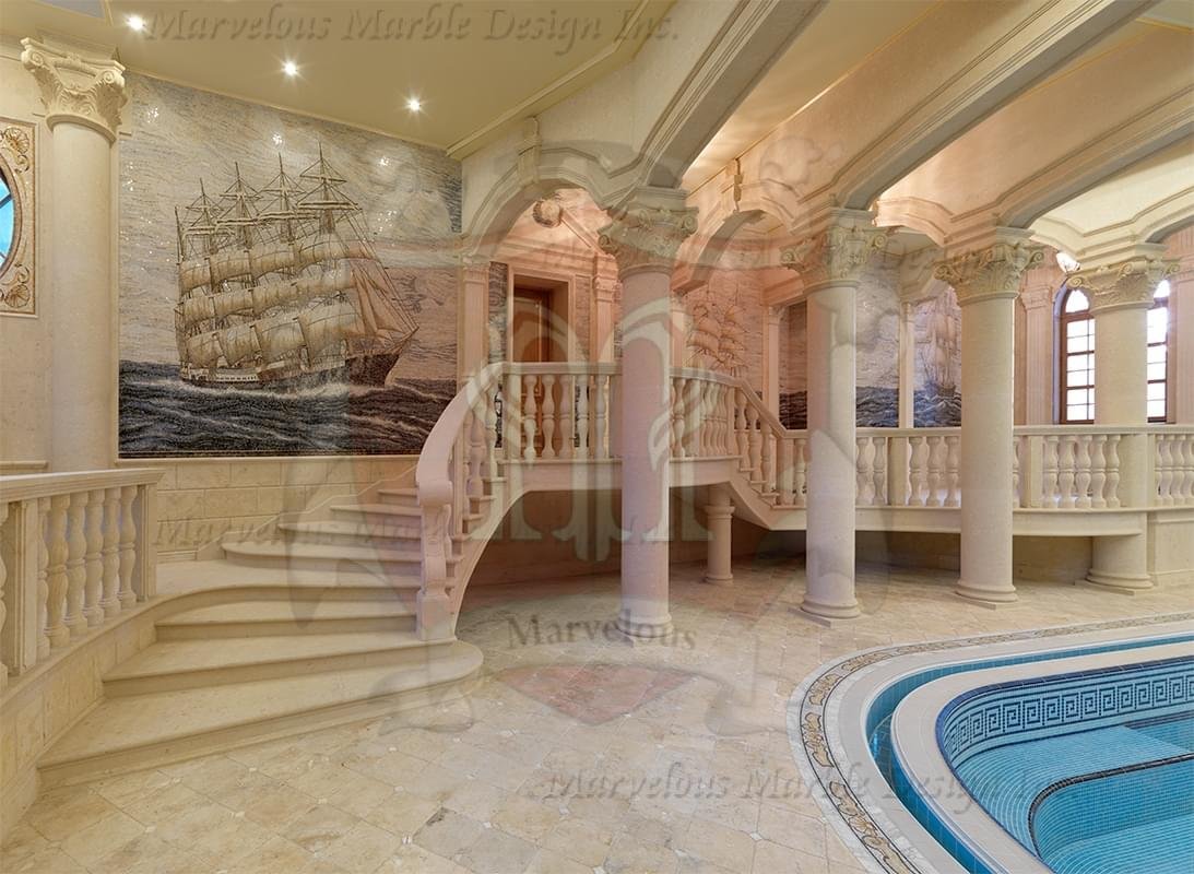 Italian Marble Columns with Corinthian Capital