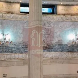 Italian Limestone Columns with Ionic Capital