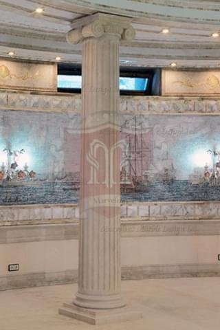 Italian Limestone Columns with Ionic Capital