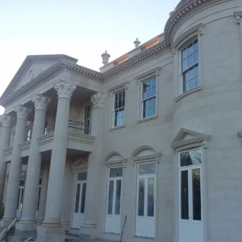 Limestone 466 - White Limestone Building Facade And Columns