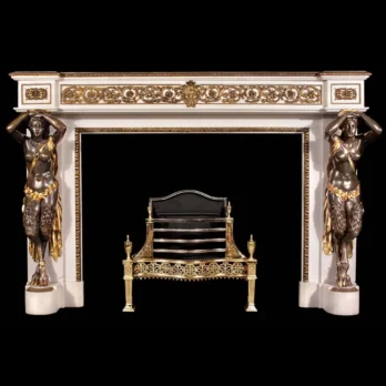 Italian White Marble with Bronze Statue