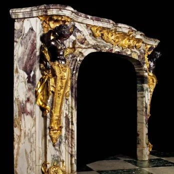 Calacatta Violet and Nero Marquina Marble with Gold Leaf Patina