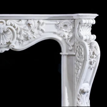 French Mantel Design in White Italian Marble