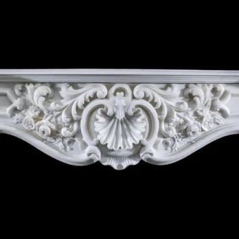 French Mantel Design in White Italian Marble