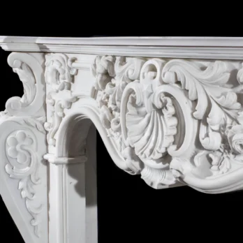 French Mantel Design in White Italian Marble
