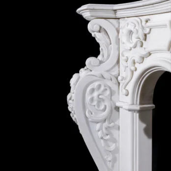 French Mantel Design in White Italian Marble