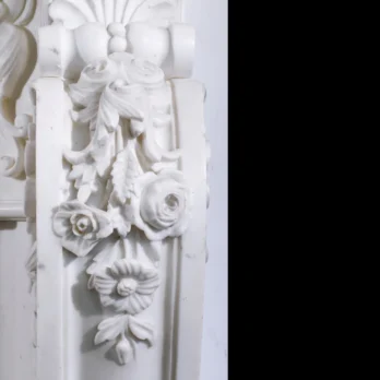 French Mantel Design in White Italian Marble