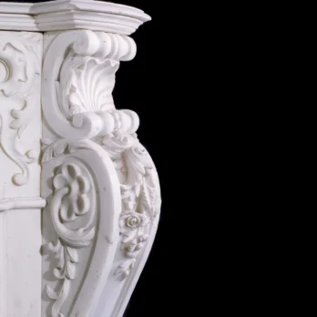 French Mantel Design in White Italian Marble