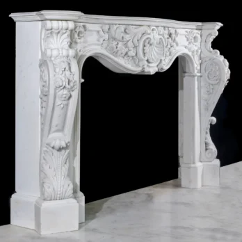 French Mantel Design in White Italian Marble