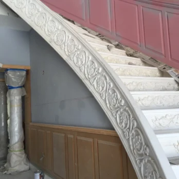 Bianco Marble Staircase with carved risers