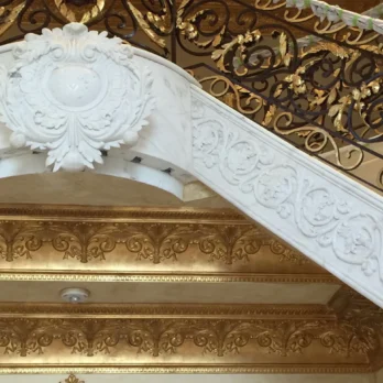 Bianco Marble Staircase with carved risers