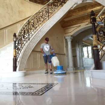 Bianco Marble Staircase with carved risers