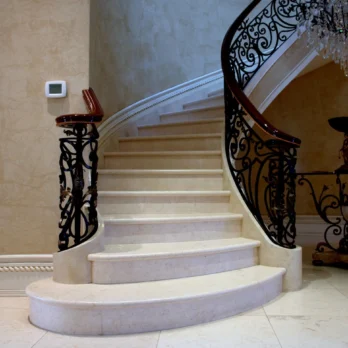 Cream Marfil Marble Stairs with Skirts