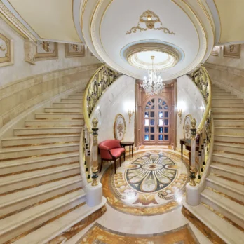 Luxury Cream Marfil and Giallo Siena Marble Stairs