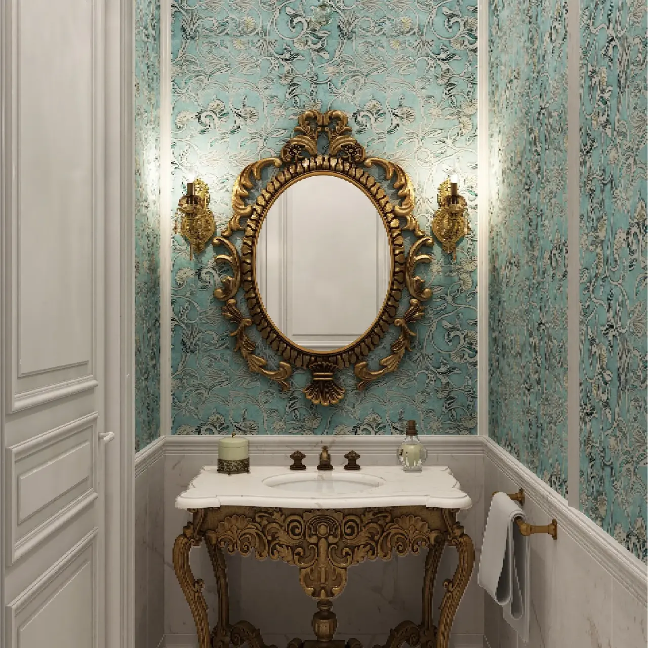 Luxury Marble Powder Room | Bespoke Classical Interior Design