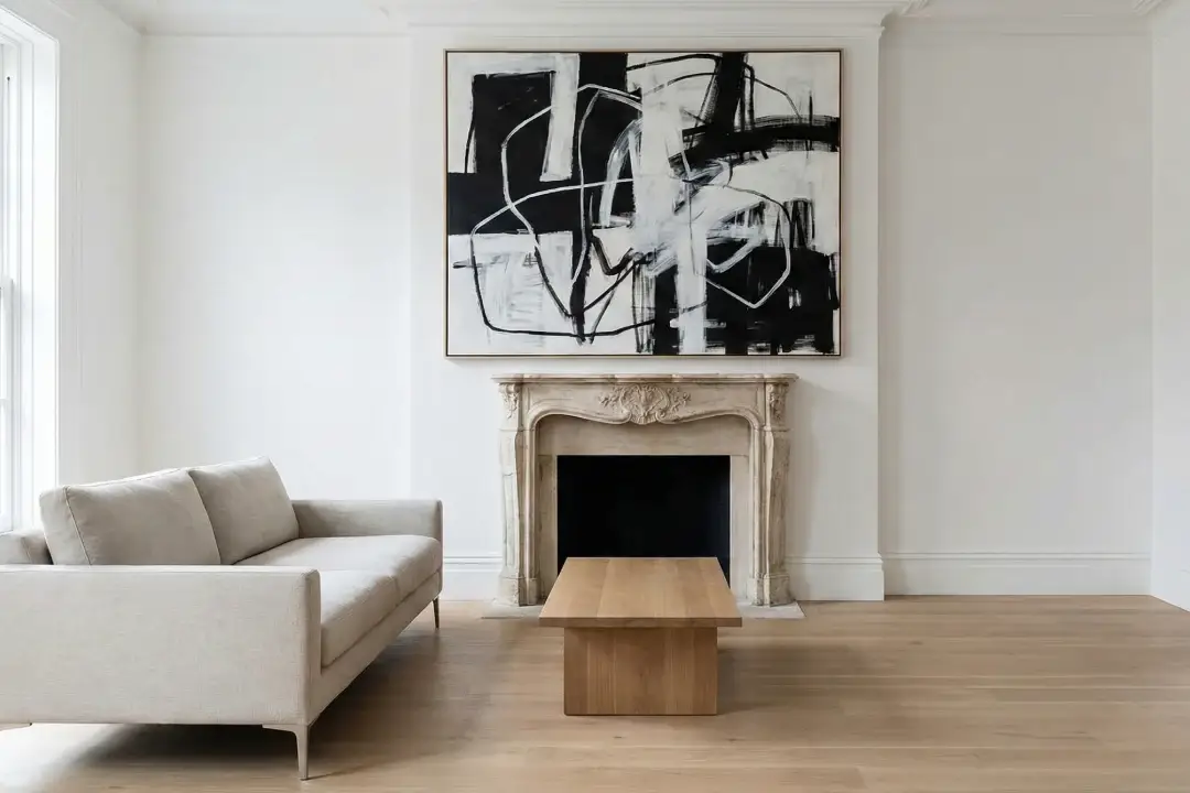 Antique Stone Mantel Integration_ Blending History with Modern Minimalism