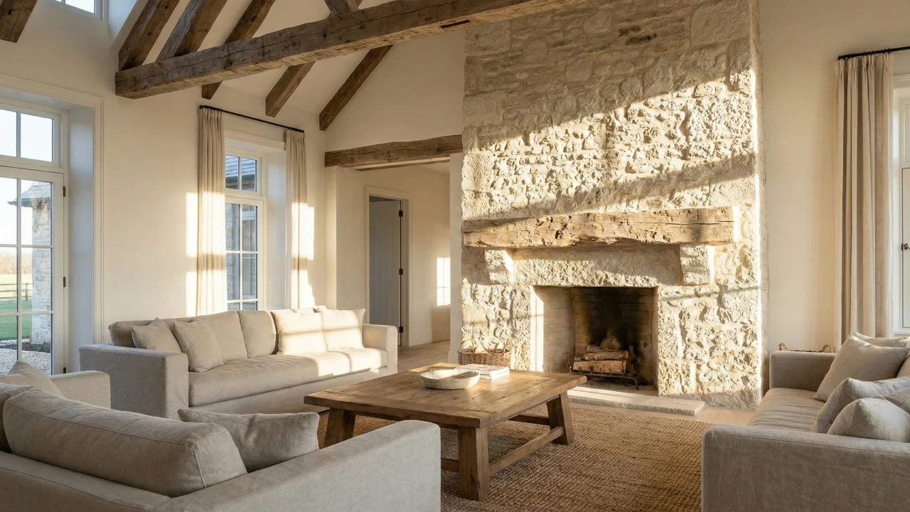 Rustic European Limestone Mantels: Timeless Charm for Luxury Villas