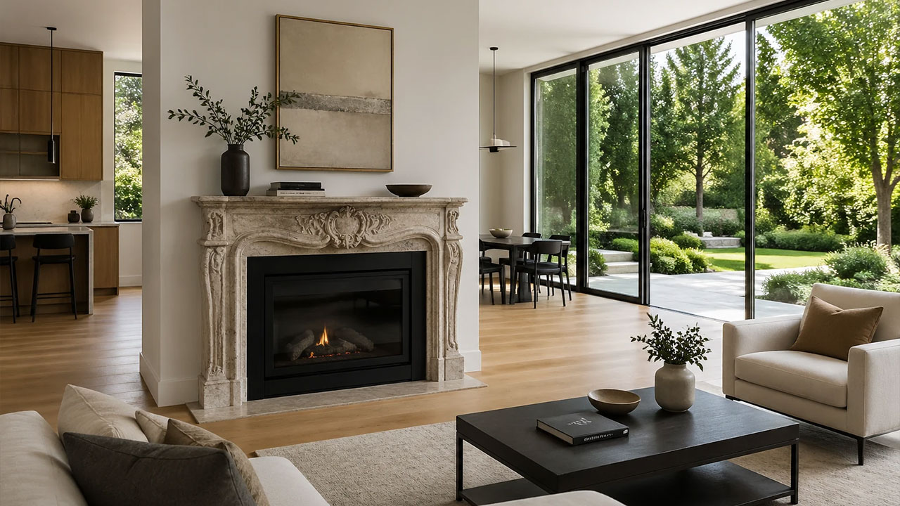 Merging Eras: Integrating an Antique Stone Mantel into Modern and Minimalist Interiors