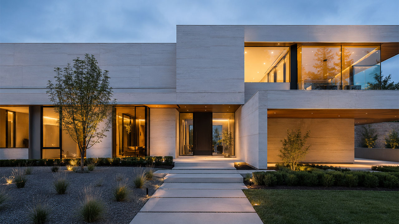 Contemporary Lines: Mastering Minimalist Design with Large-Format Limestone Panels