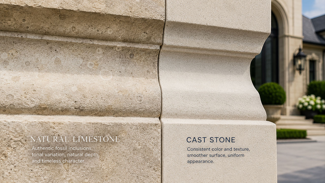 Natural Limestone vs. Cast Stone (Precast): Why Real Stone is the Better Investment