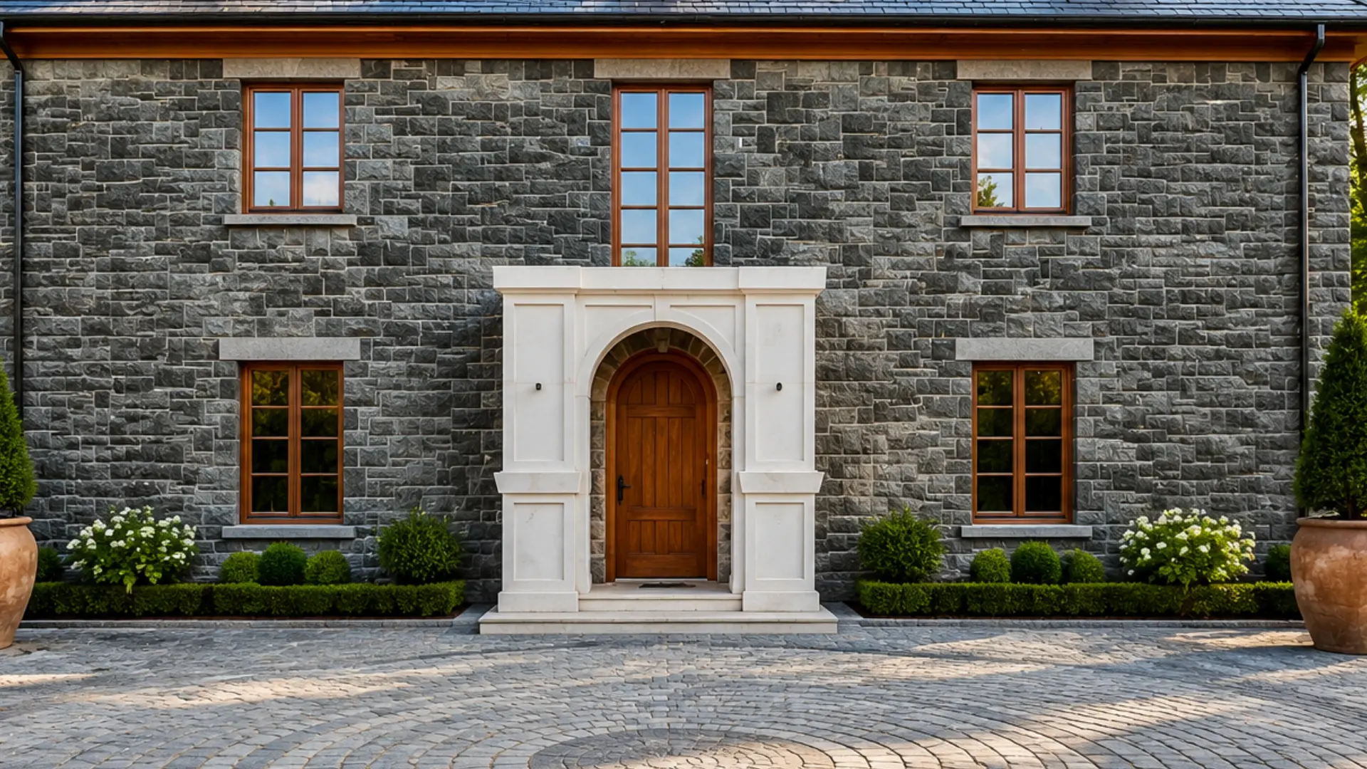 custom-white-european-limestone-portico-upstate-newyork 10 Custom White European Limestone Entrance Portico | New York Project